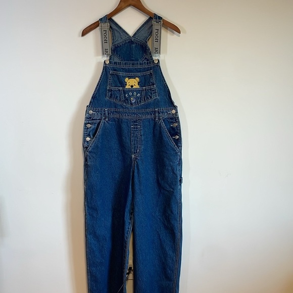 VTG Winnie the Pooh Overalls Large Blue Jean 90s Carpenter Baggy Disney Catalog